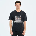 Kyoto-Lion Angry Japanese Cat Washed T-Shirt