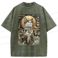 Japanese Ukiyoe Cat Washed T-Shirt
