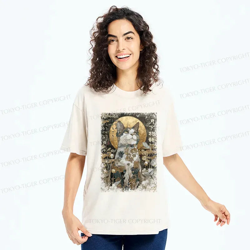 Vintage Ukiyoe Cat Moon Story Tee