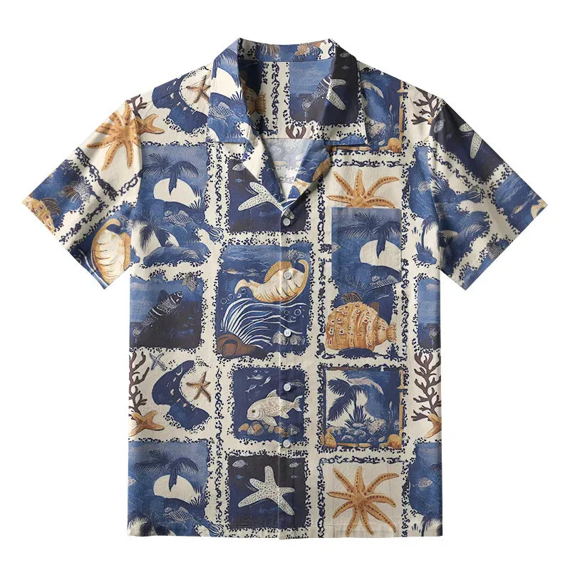Japanese marine life aloha shirt