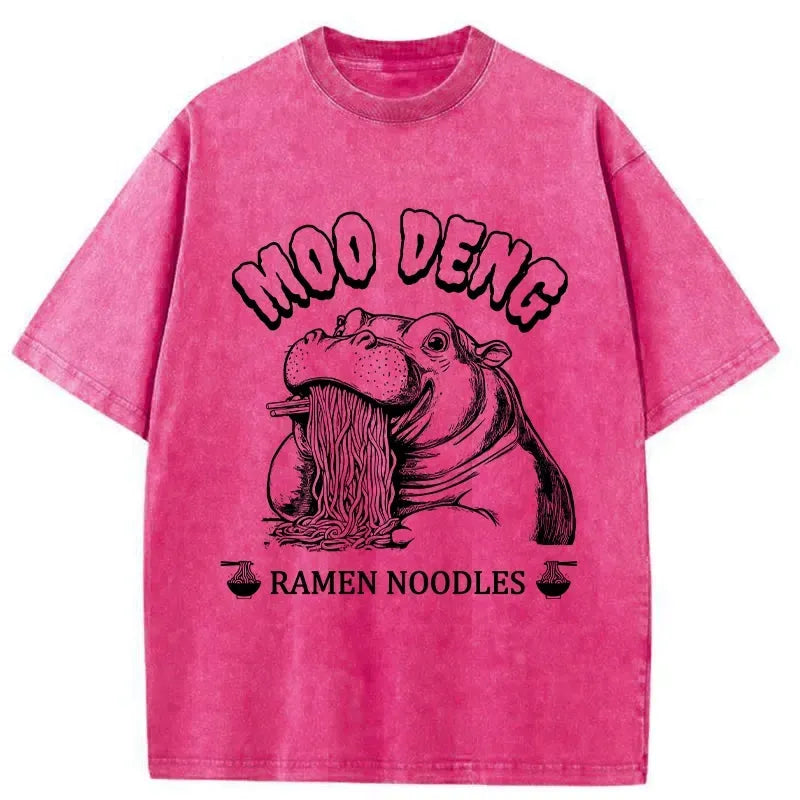 Kyoto-Lion Ramen Lover Moo Deng Washed T-Shirt