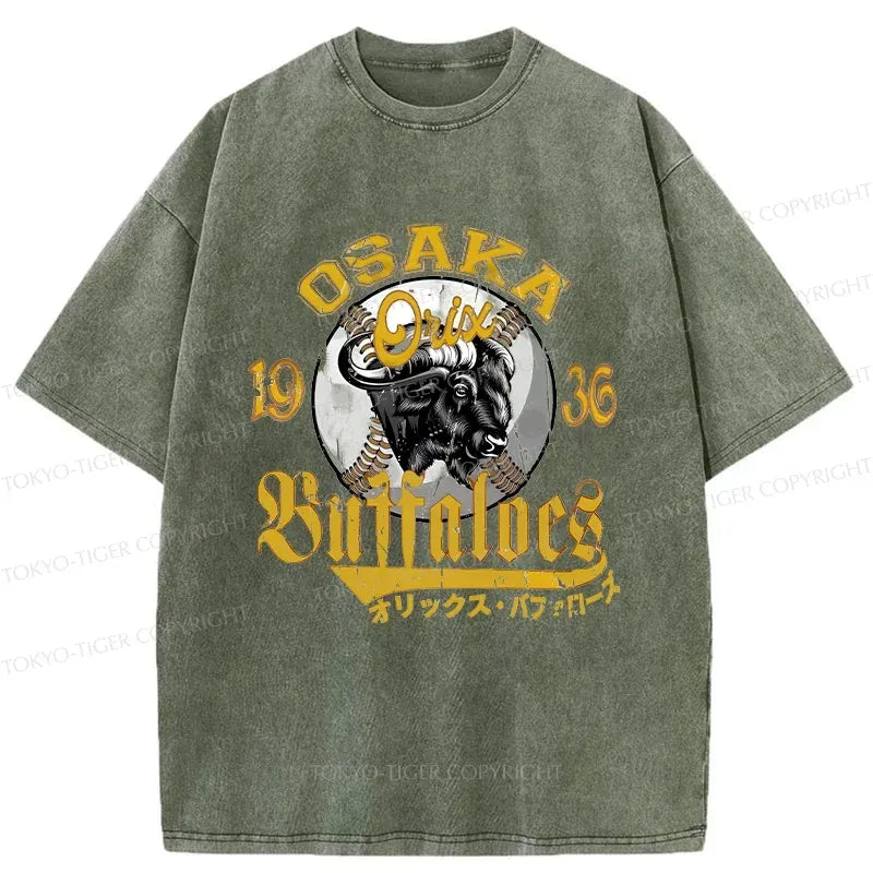 japanese bison washed t-shirt for streetwear