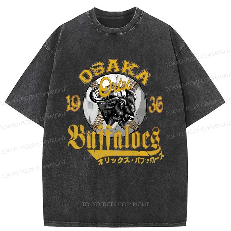 japanese bison washed t-shirt for streetwear