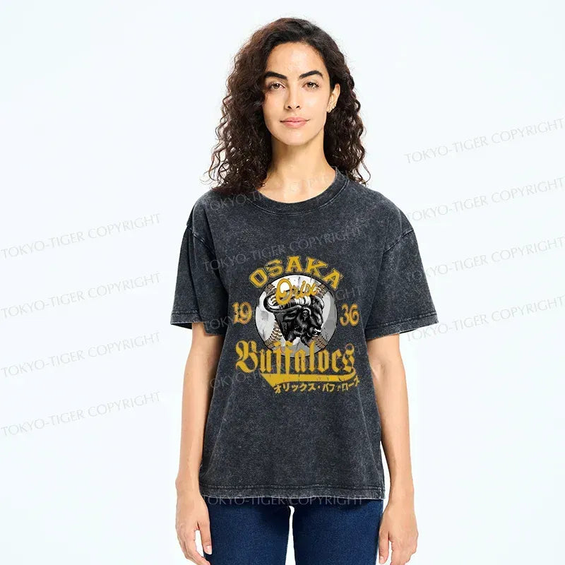 Kyoto-Lion Japanese Baseball Bison Washed T-Shirt
