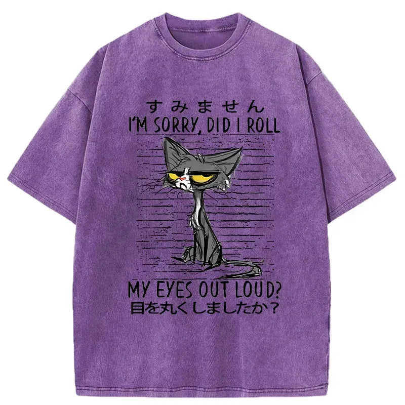 Kyoto-Lion Arrogant Black And White Cat Washed T-Shirt