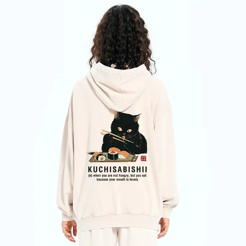 japanese cat zip hoodie for daily wear
