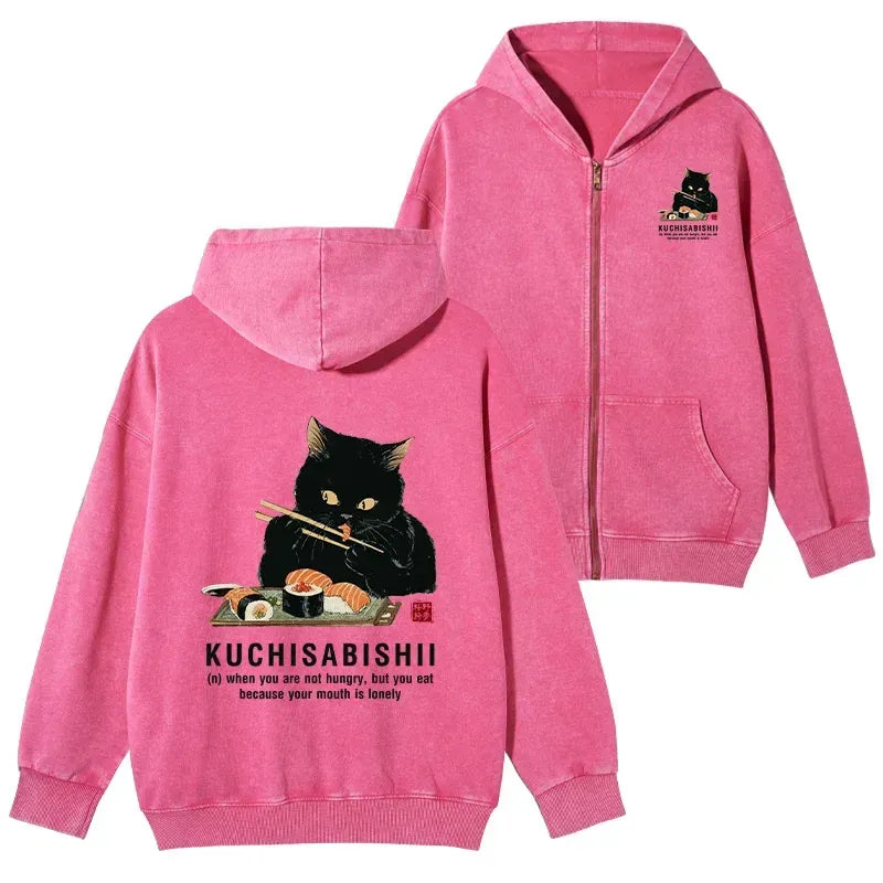 unisex washed cat hoodie on sale