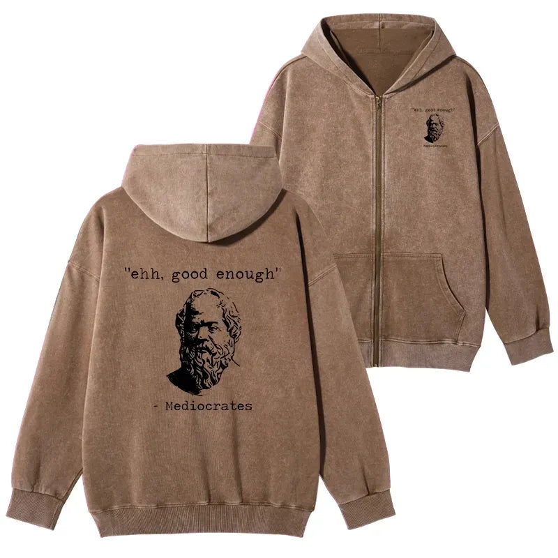 Kyoto-Lion Mediocrates Meme Washed Zip Hoodie