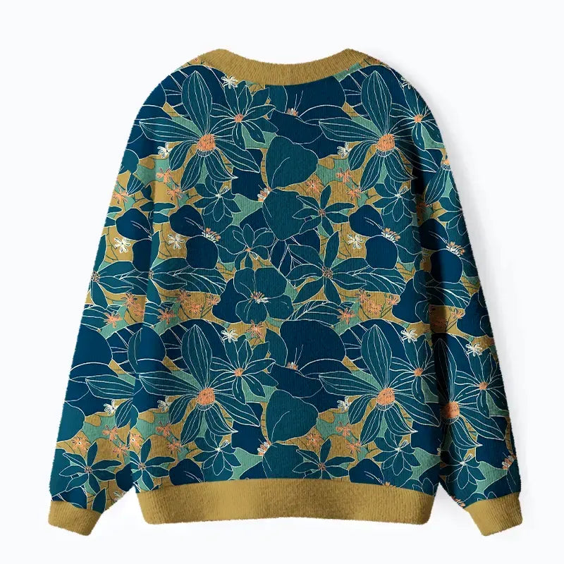 Japanese vintage floral cardigan for daily wear