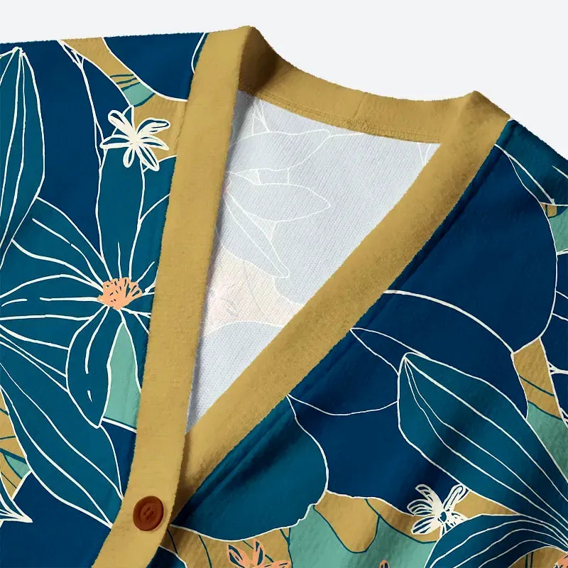 Japanese vintage floral cardigan for daily wear