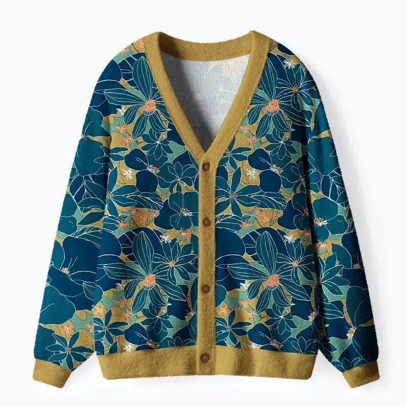 Japanese vintage floral cardigan for daily wear