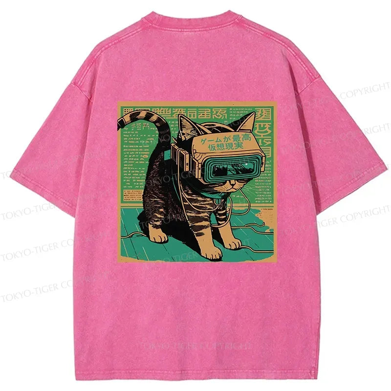 Japanese Sci-Fi Cat T-Shirt for Streetwear