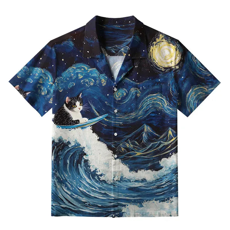 Free Shipping Japanese Cat Aloha Shirt