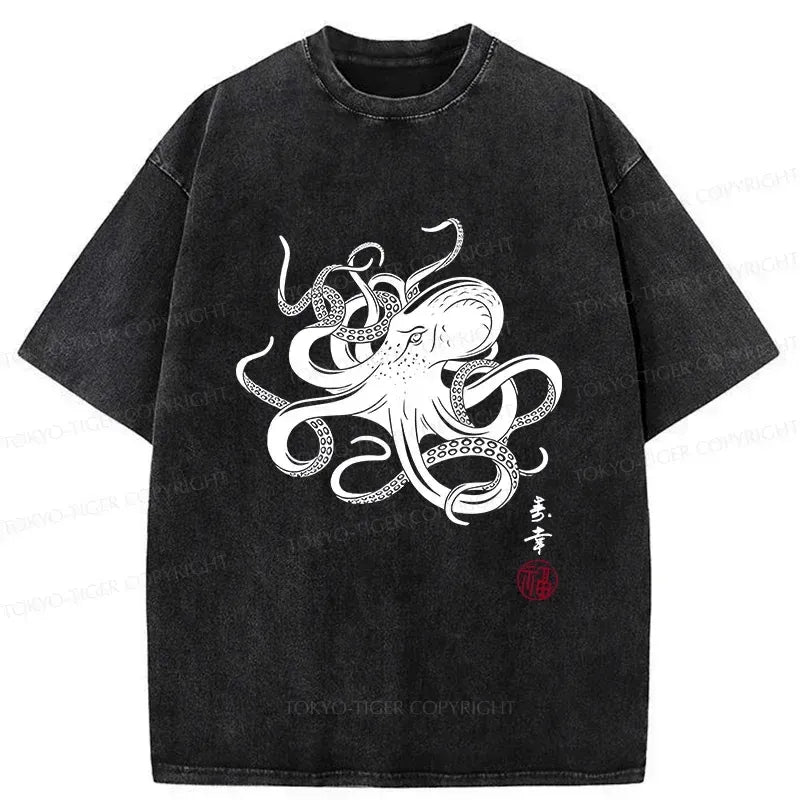 Kyoto-Lion Vintage Octopus Japan Washed T-Shirt