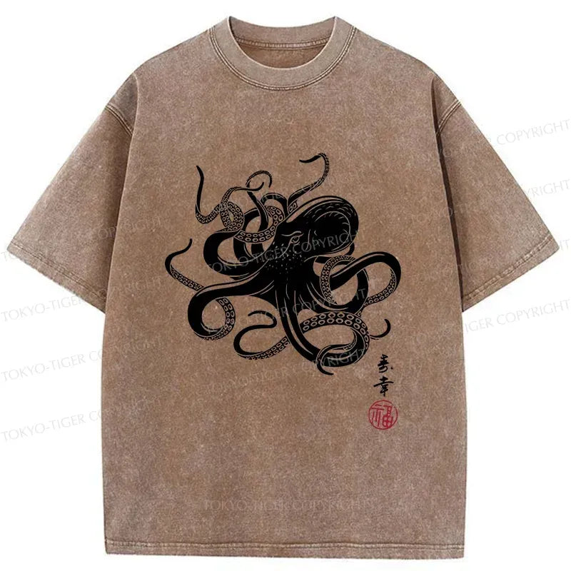Kyoto-Lion Vintage Octopus Japan Washed T-Shirt