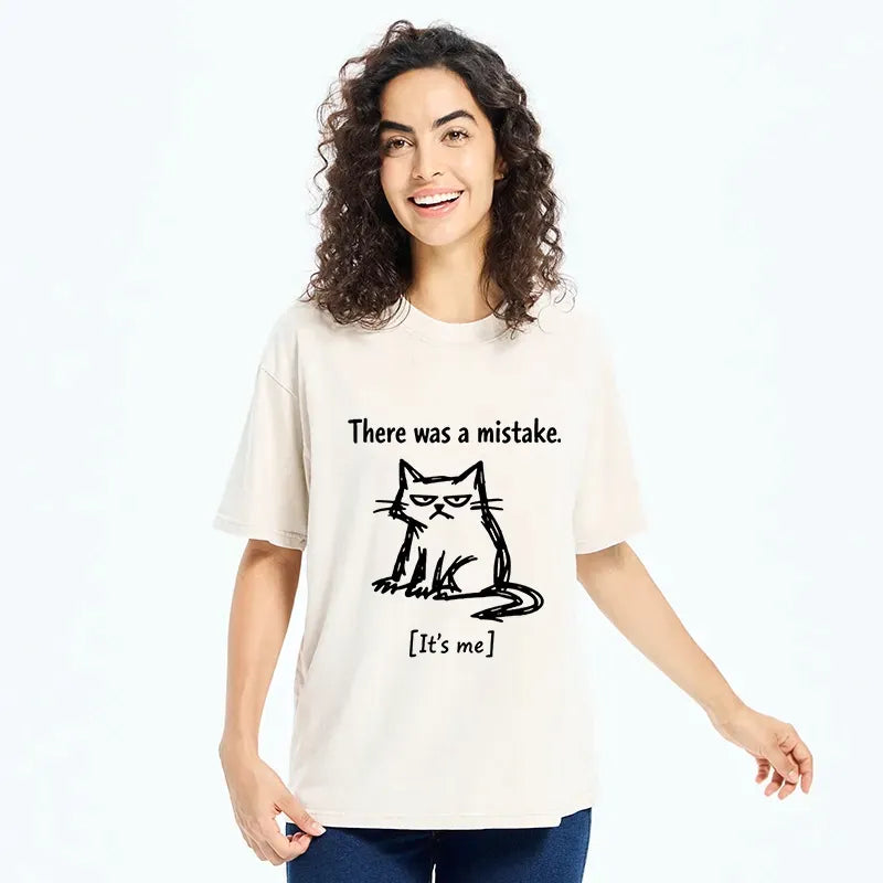 Funny Cat Meme Washed T-Shirt for Daily Wear
