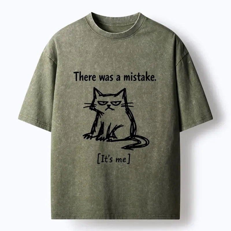 Funny Cat Meme Washed T-Shirt for Daily Wear