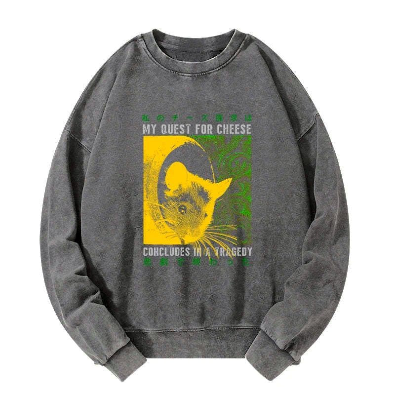 Kyoto-Lion Mouse Has A Passion For Cheese Washed Sweatshirt