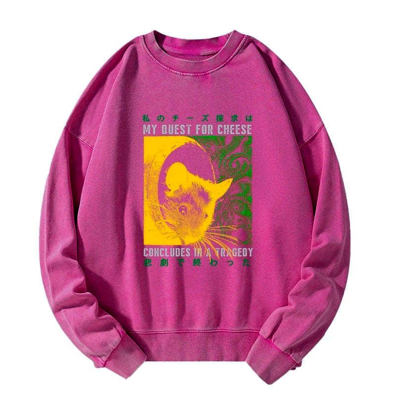Kyoto-Lion Mouse Has A Passion For Cheese Washed Sweatshirt