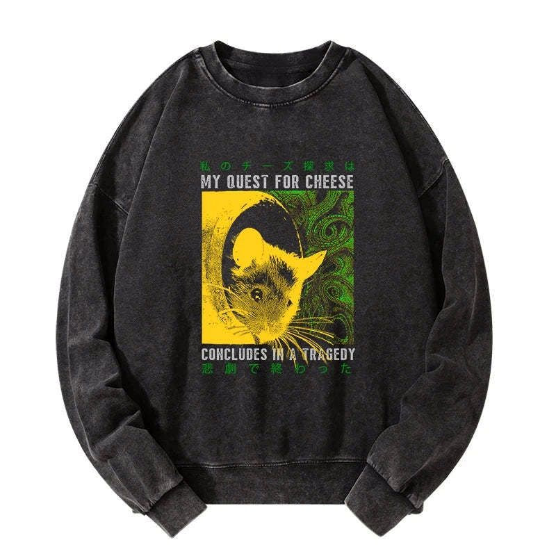 Kyoto-Lion Mouse Has A Passion For Cheese Washed Sweatshirt