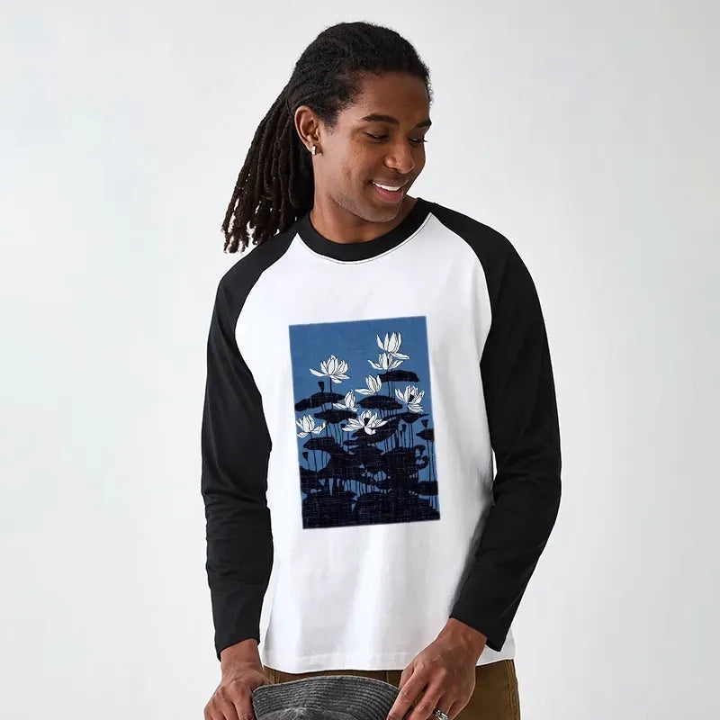 blue lotus japanese t-shirt for daily wear