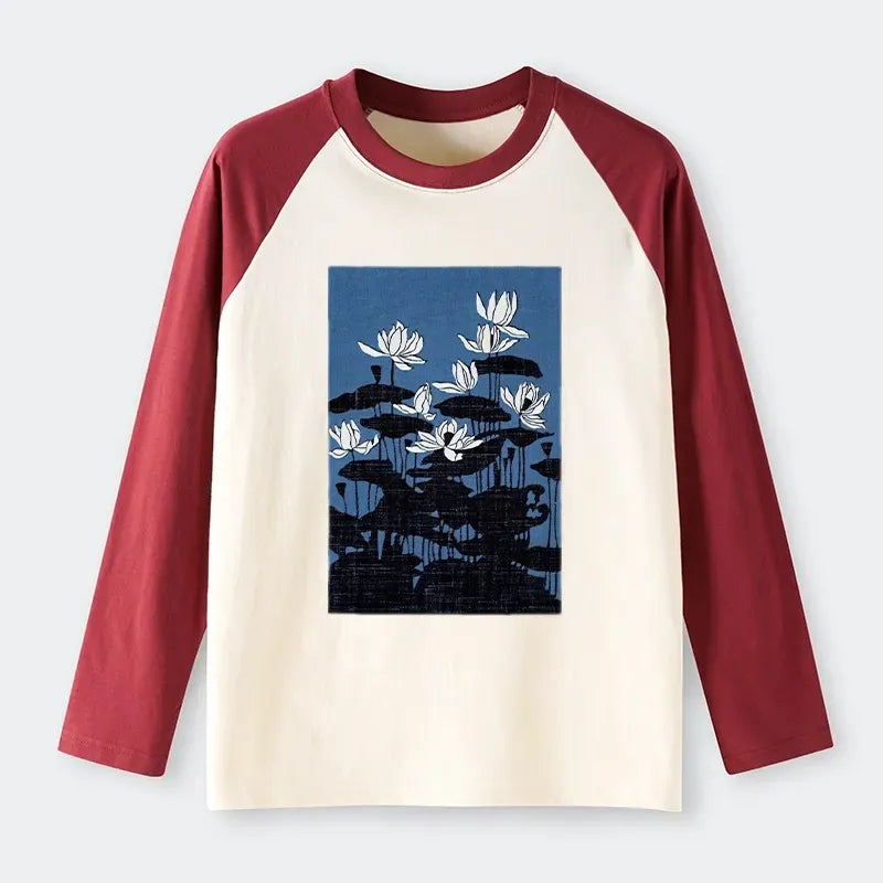 Japanese art raglan long sleeve t-shirt