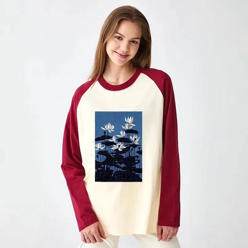 blue lotus japanese t-shirt for daily wear