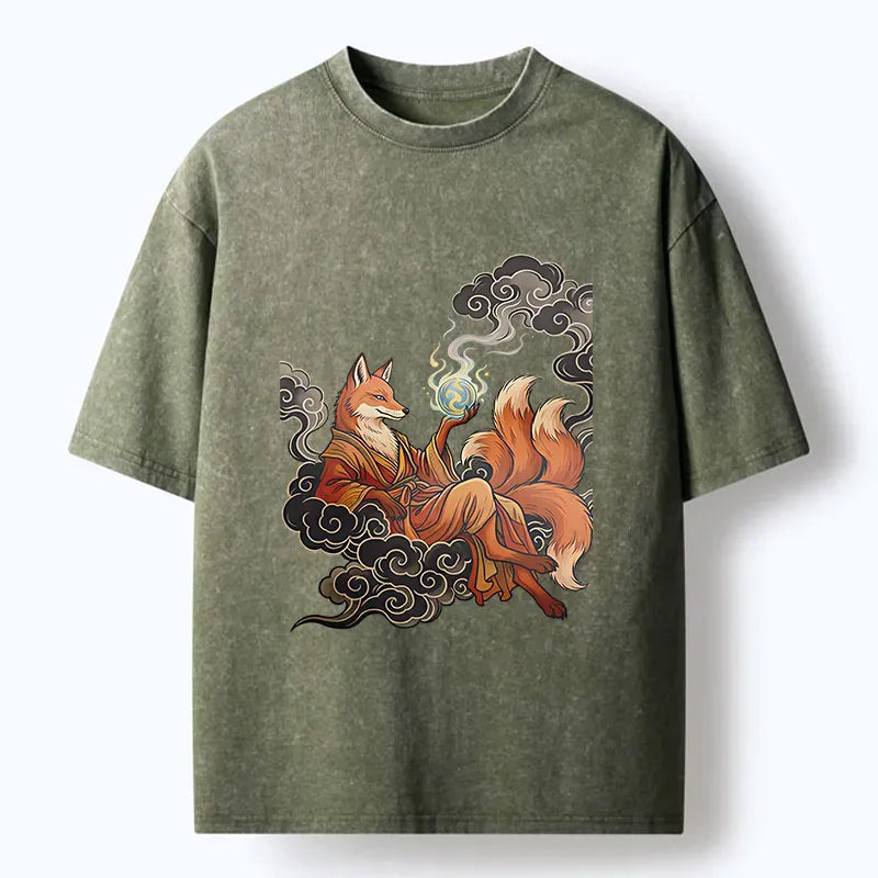 Kyoto-Lion Fox Demon Washed T-Shirt