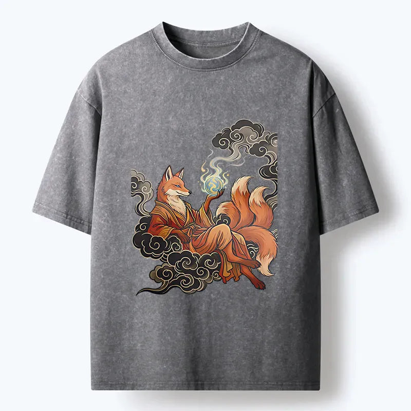 Japanese Fox Demon Washed T-Shirt