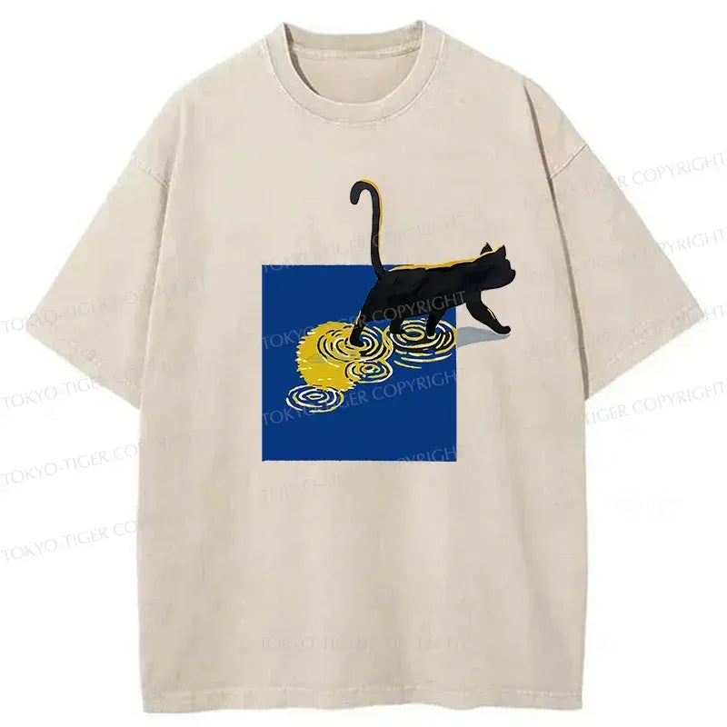 Japanese Black Cat Washed T-Shirt