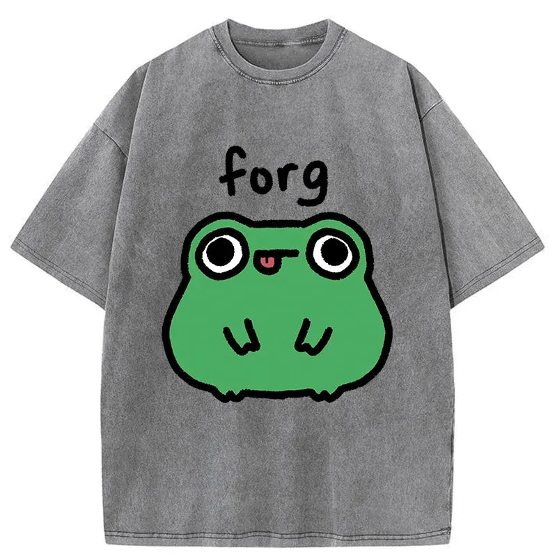 Kyoto-Lion Stupid Frog Meme Japan Washed T-Shirt