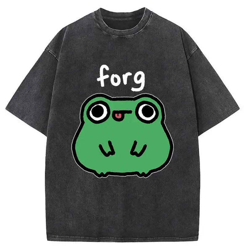 Kyoto-Lion Stupid Frog Meme Japan Washed T-Shirt