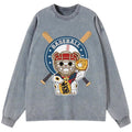 Kyoto-Lion Janpaese Baseball Cat Washed Long Sleeve T-Shirt