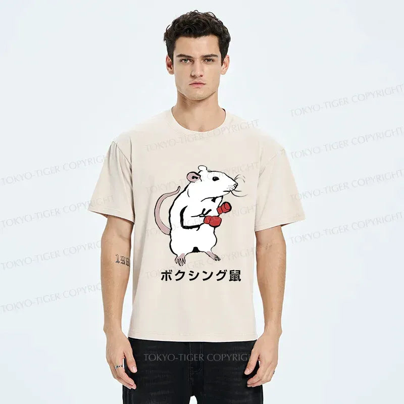 japanese vintage boxing mouse t-shirt