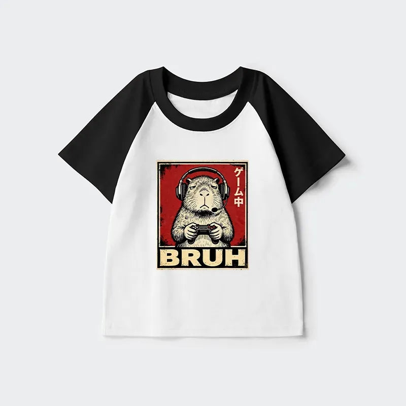 Funny Capybara Kids Raglan T-shirt for Daily Wear