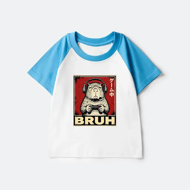 Funny Capybara Kids Raglan T-shirt for Daily Wear