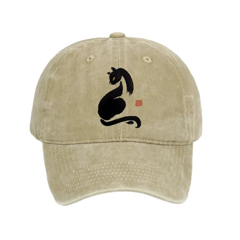 Vintage black cat unisex cap
