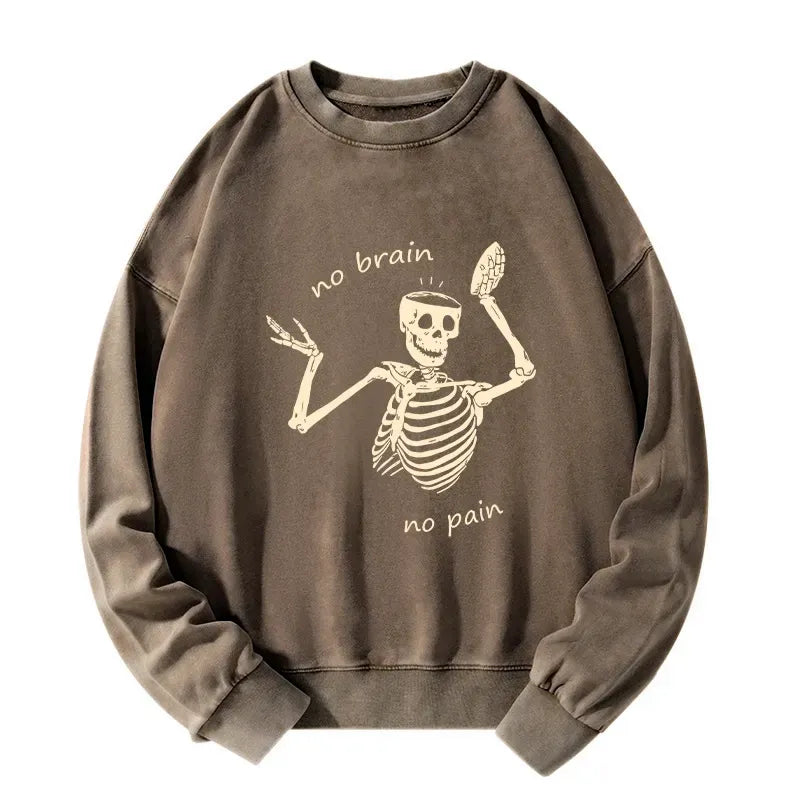 Kyoto-Lion Skeletons Feel No Pain Washed Sweatshirt