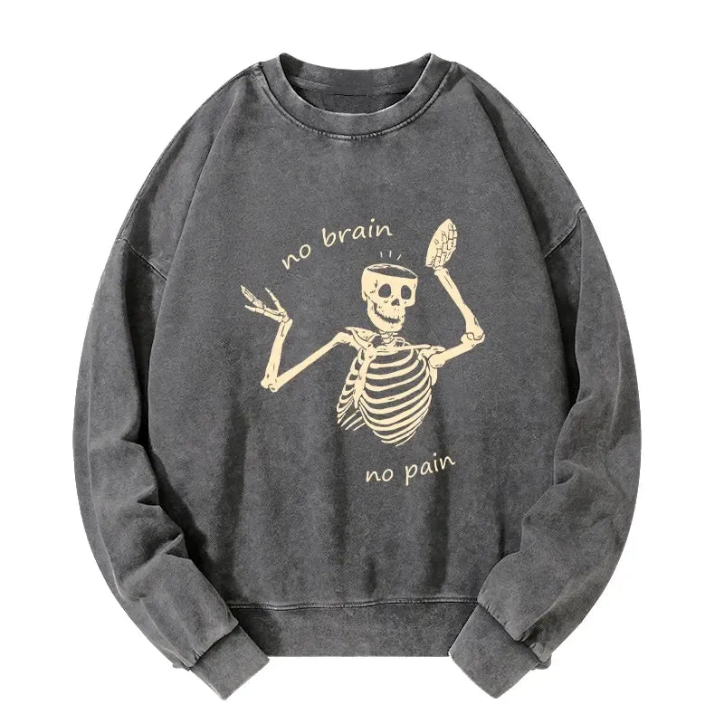 Kyoto-Lion Skeletons Feel No Pain Washed Sweatshirt