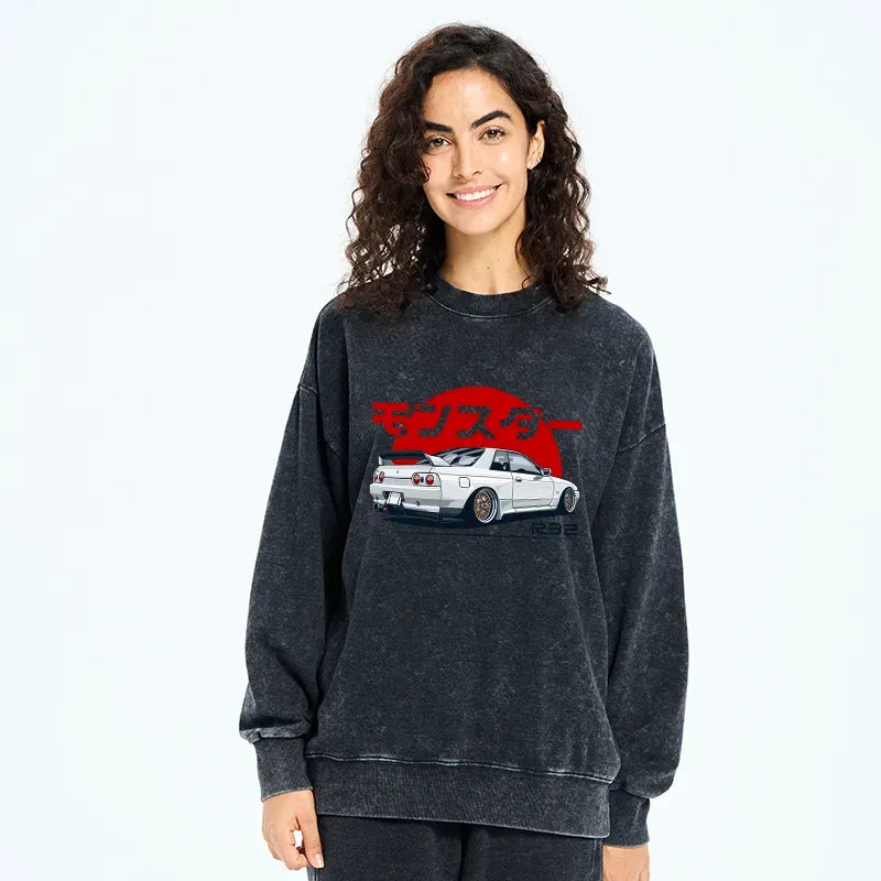 Kyoto-Lion Monster. Skyline R32 GTR Washed Sweatshirt