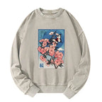 Japanese Ukiyoe Cherry Blossoms Washed Sweatshirt