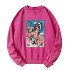 Japanese Ukiyoe Cherry Blossoms Washed Sweatshirt