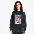 Japanese Ukiyoe Cherry Blossoms Washed Sweatshirt