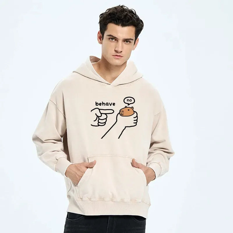 Washed Capybara Hoodie for Streetwear