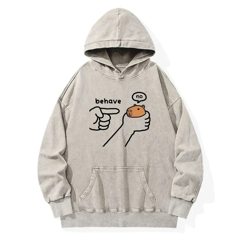 Washed Capybara Hoodie for Streetwear