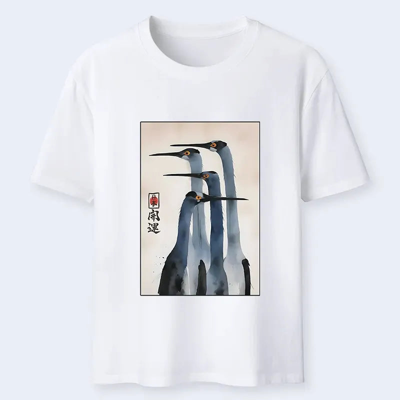 Retro Sandhill Crane Japanese T-Shirt