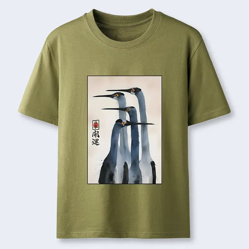 Retro Sandhill Crane Japanese T-Shirt