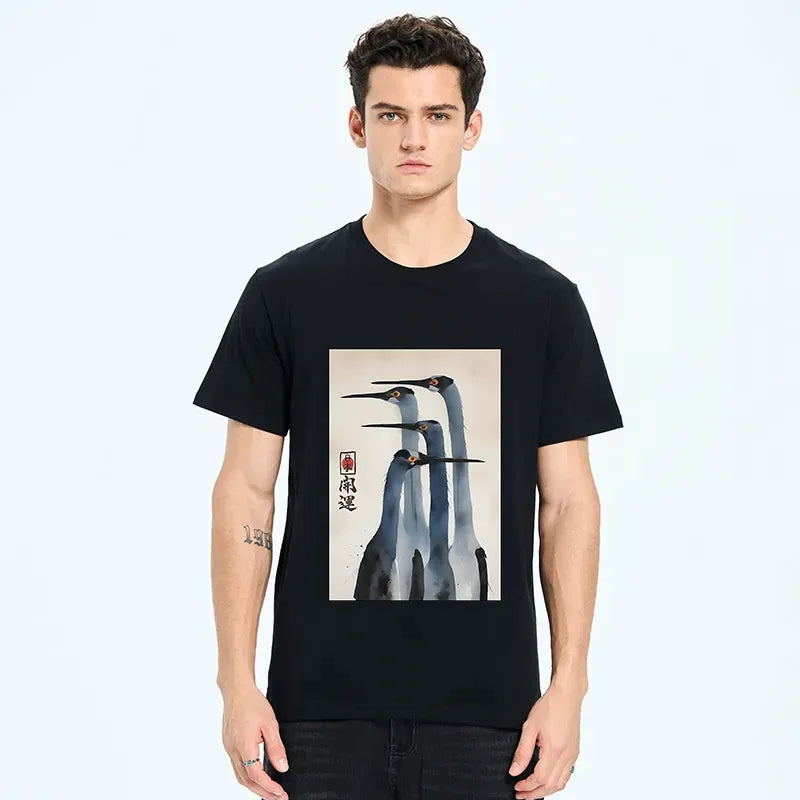 Retro Sandhill Crane Japanese T-Shirt