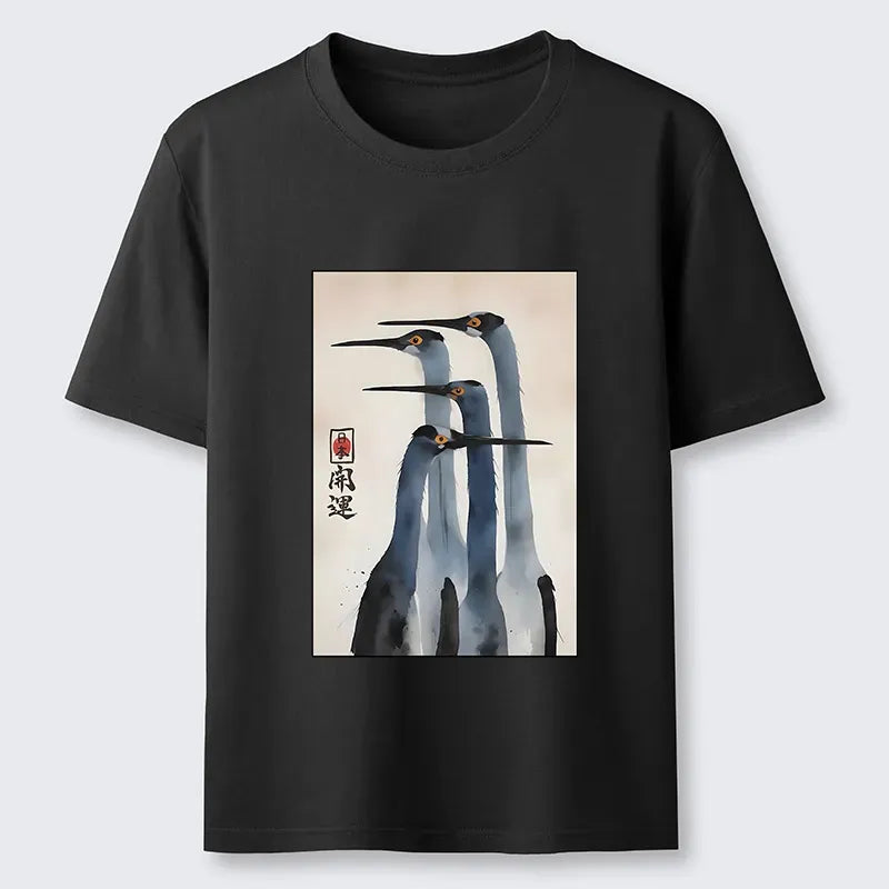 Retro Sandhill Crane Japanese T-Shirt
