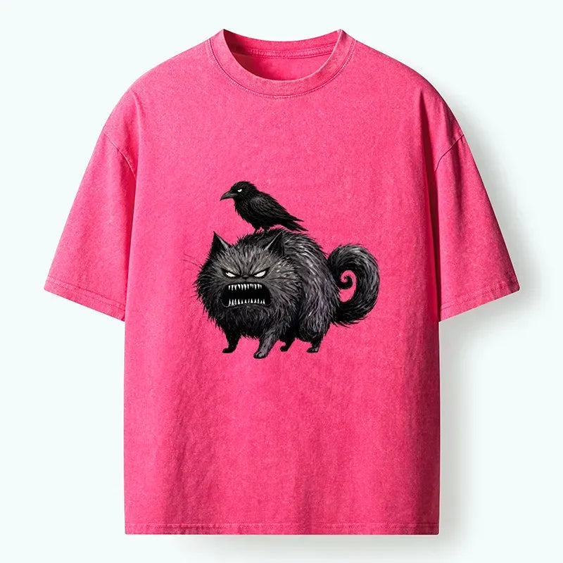 angry black cat crow t shirt best seller